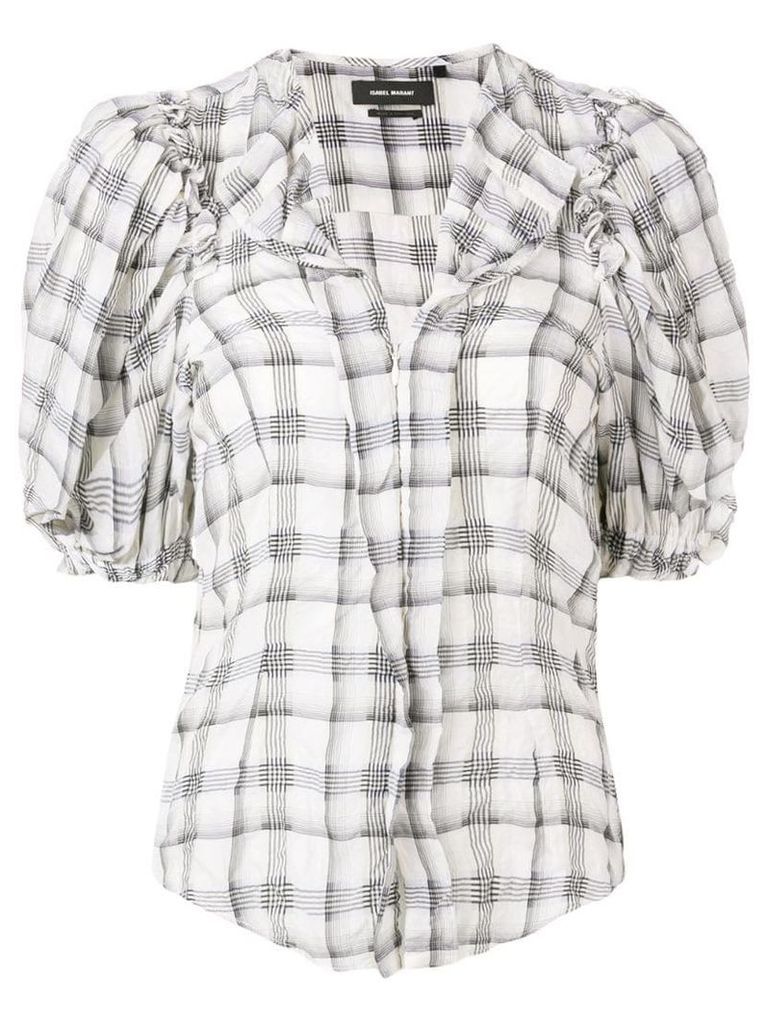 Isabel Marant ruched checked blouse - Neutrals