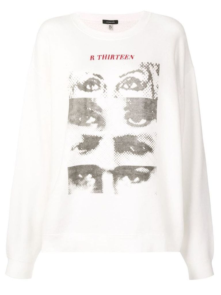 R13 eye print sweatshirt - White
