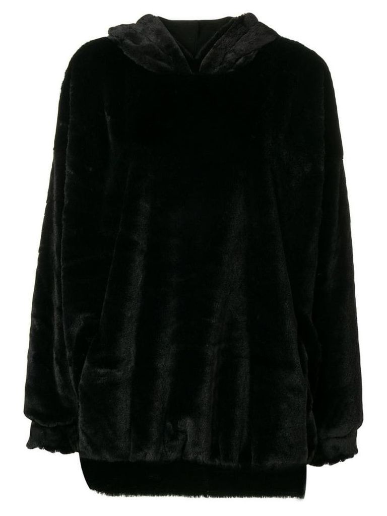 Styland faux-fur hoodie - Black