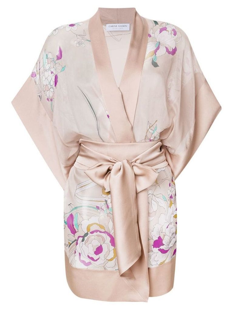 Carine Gilson floral short kimono - Neutrals