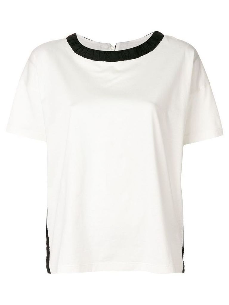 Moncler contrast-collar T-shirt - White