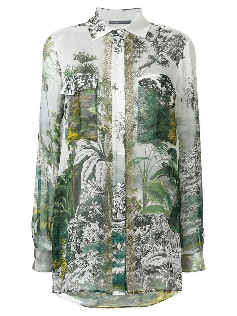 Alberta Ferretti long sleeved gardenia blouse - Green