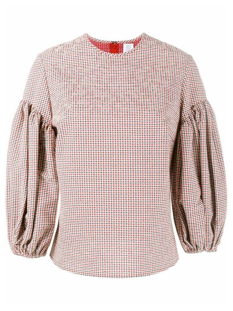 Rosie Assoulin gingham puff sleeve top - Red