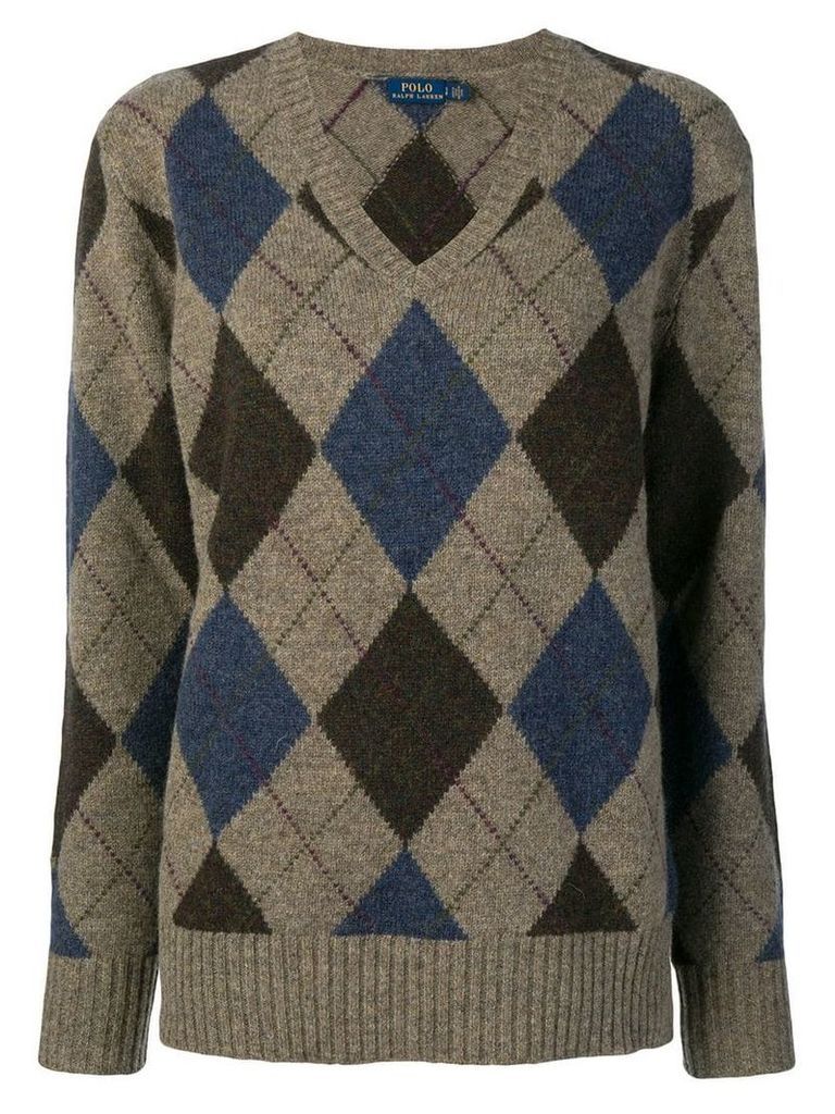 Polo Ralph Lauren V-neck argyle sweater - Grey