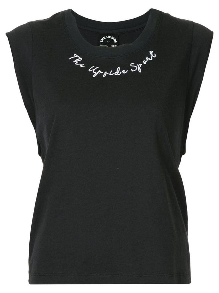 The Upside embroidered cap sleeve T-shirt - Black