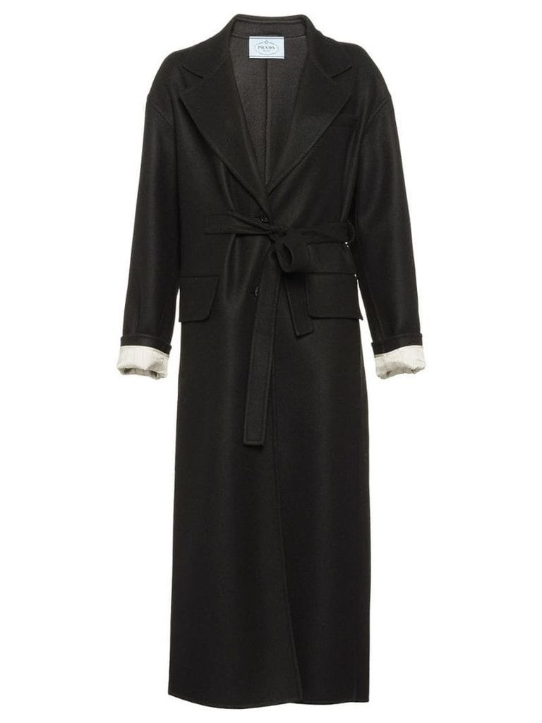 Prada belted cloth coat - Black
