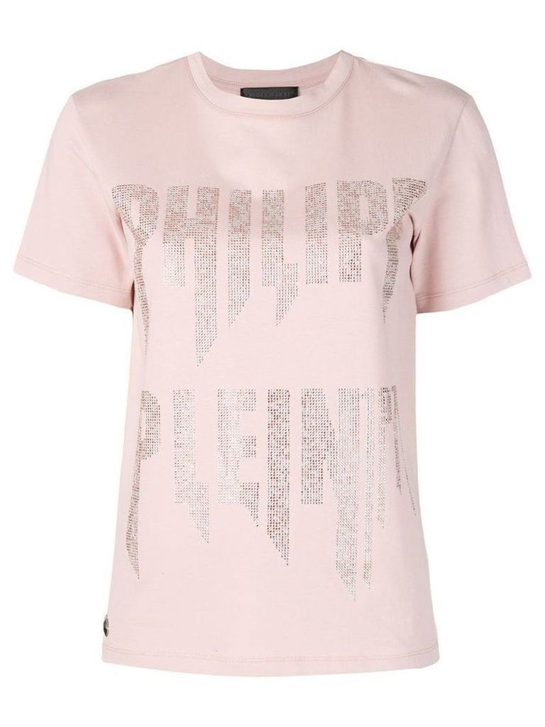 Philipp Plein rhinestone logo T-shirt - Pink