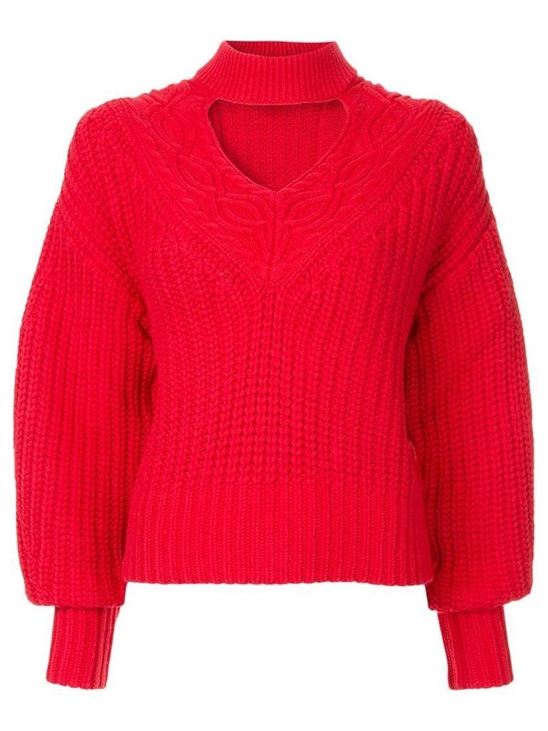 Self-Portrait knitted choker jumper - Red