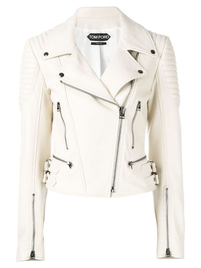 Tom Ford leather biker jacket - White