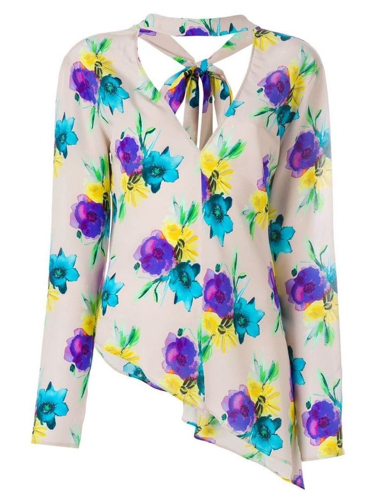 MSGM asymmetric floral blouse - Neutrals