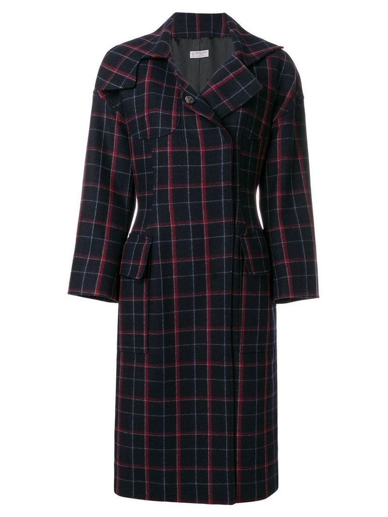Alberto Biani plaid concealed button coat - Blue