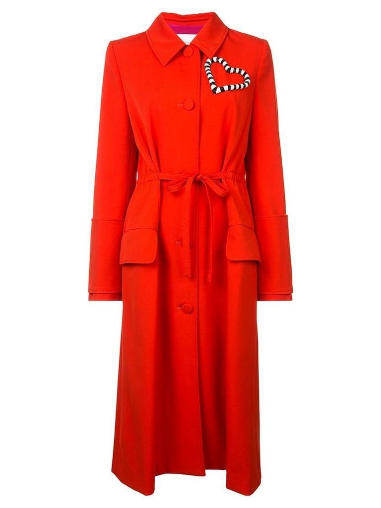 Carolina Herrera heart embellished coat - Red