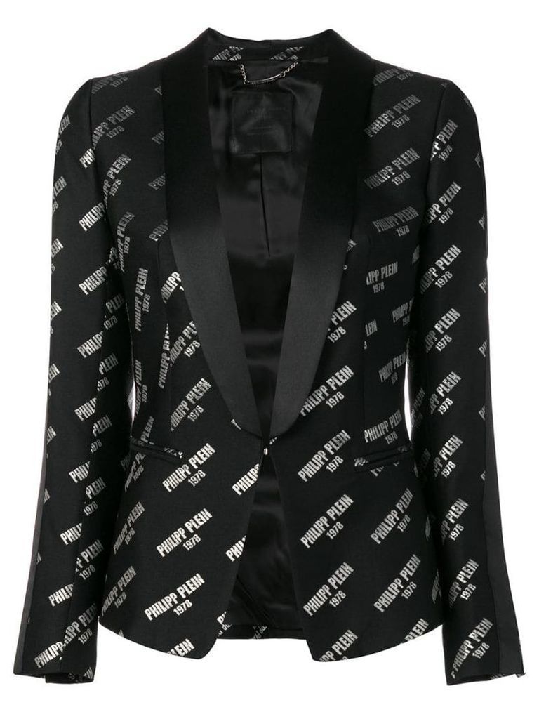 Philipp Plein multi logo tuxedo blazer - Black