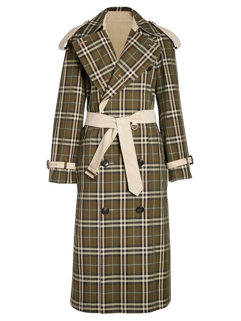 Burberry check trench coat - Neutrals