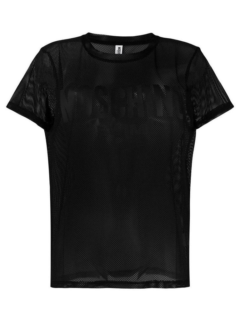 Moschino sheer logo patch T-shirt - Black