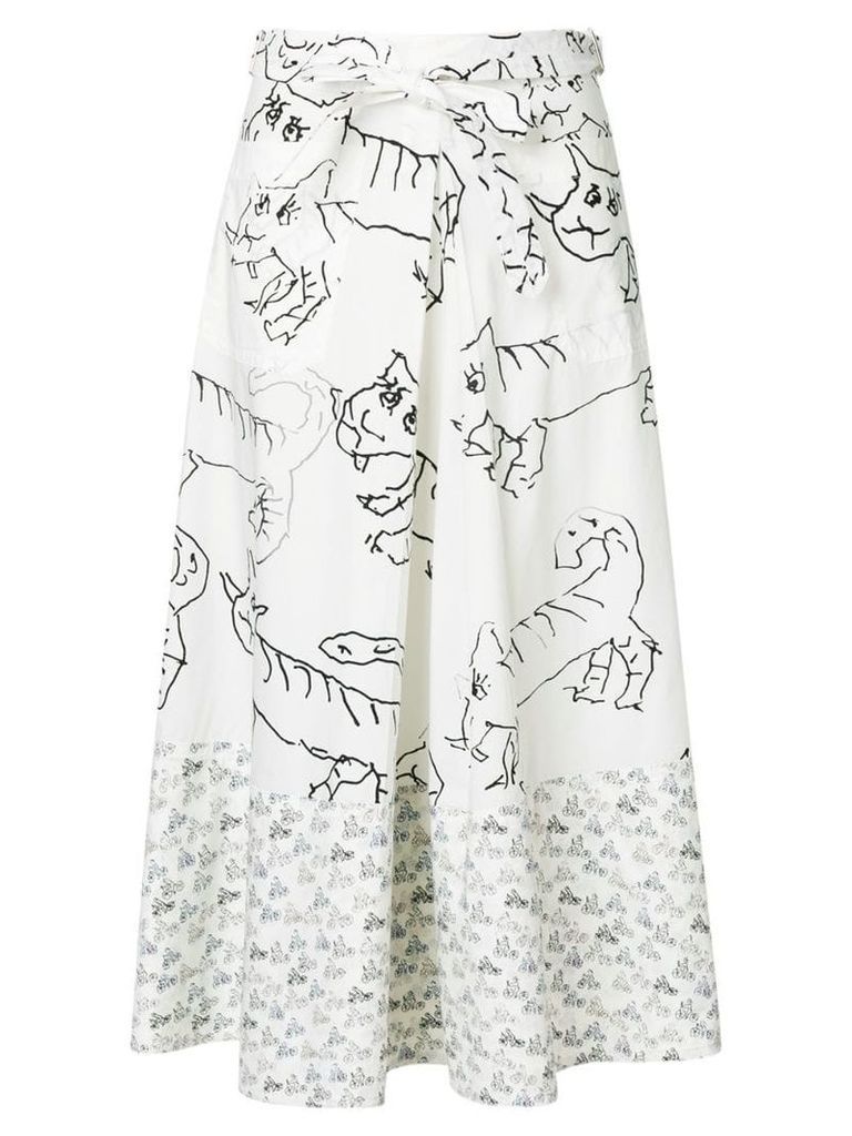 Marni printed midi skirt - White