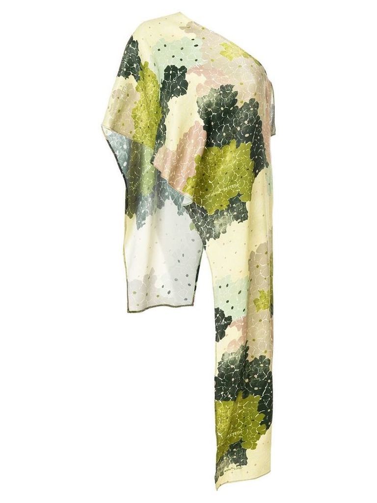 Off-White floral print one shoulder top - Green