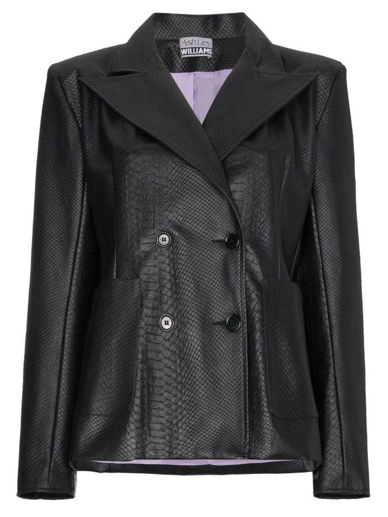 Ashley Williams Double breasted faux leather blazer - Black
