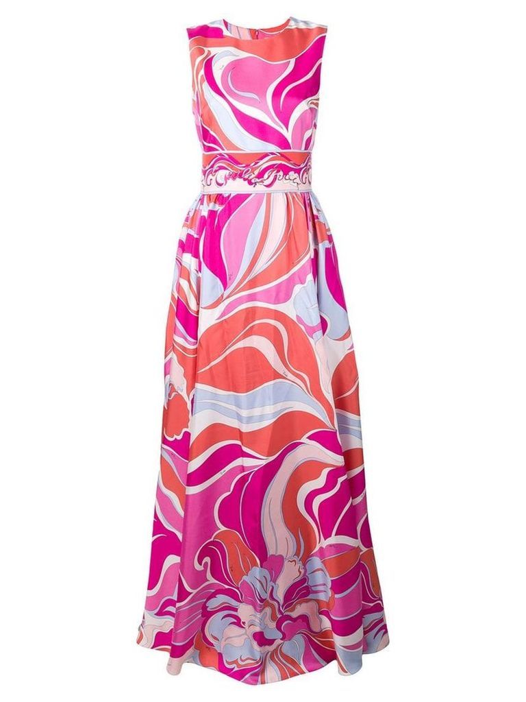 Emilio Pucci Rivera Print Silk-Twill Evening Dress - Pink
