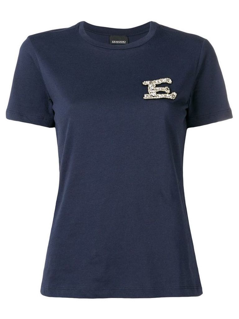 Ermanno Ermanno 'E' embroidered T-shirt - Blue