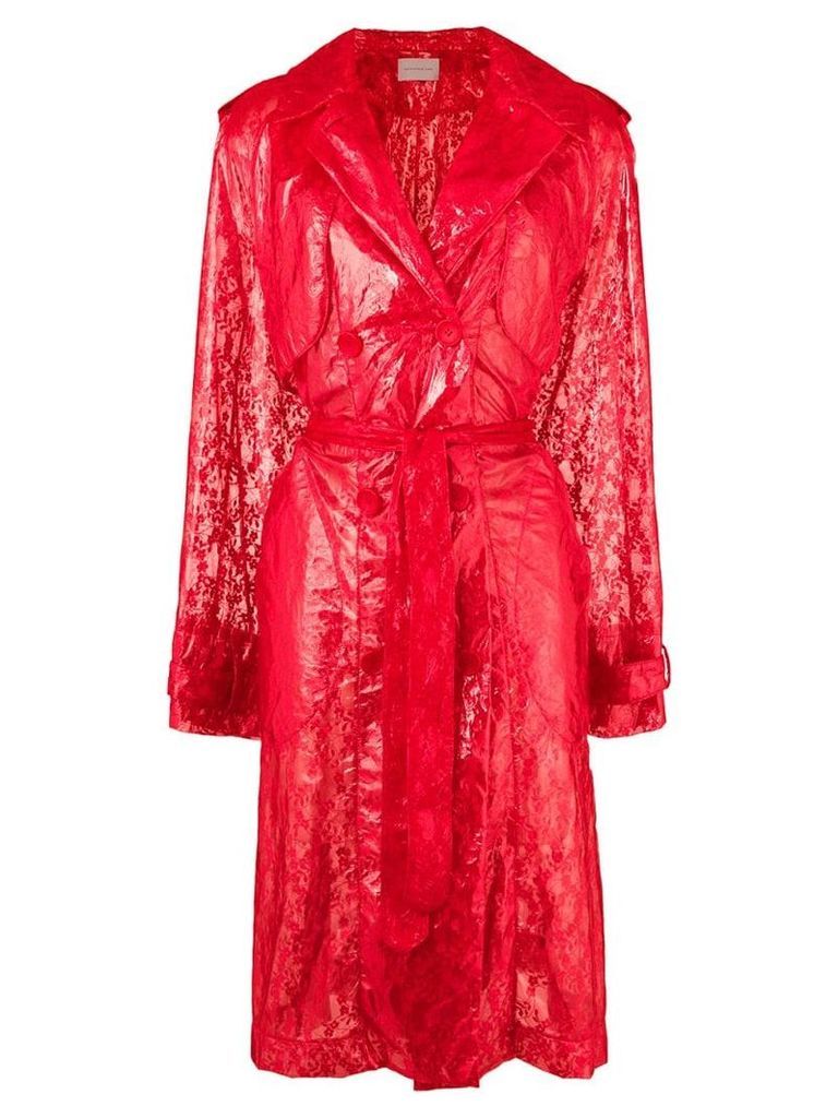 Christopher Kane plastic lace trench coat - Red