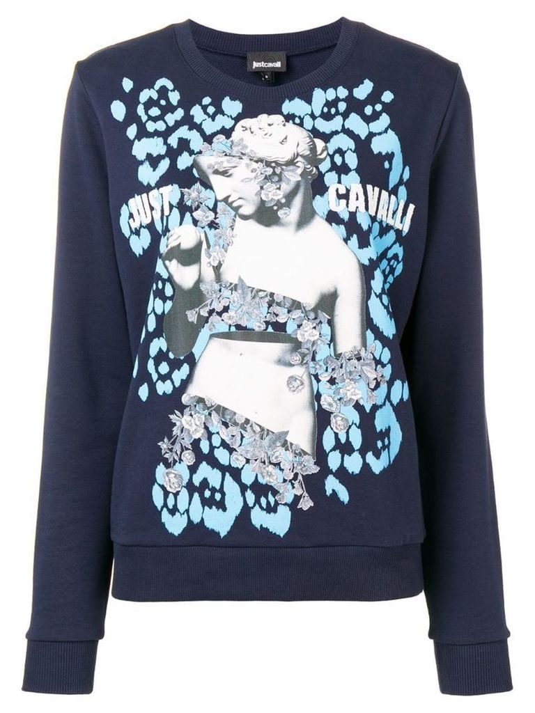 Just Cavalli logo graphic print sweater - Blue