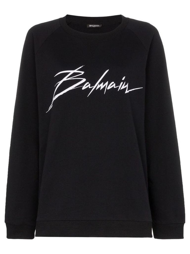 Balmain logo print cotton jumper - Black