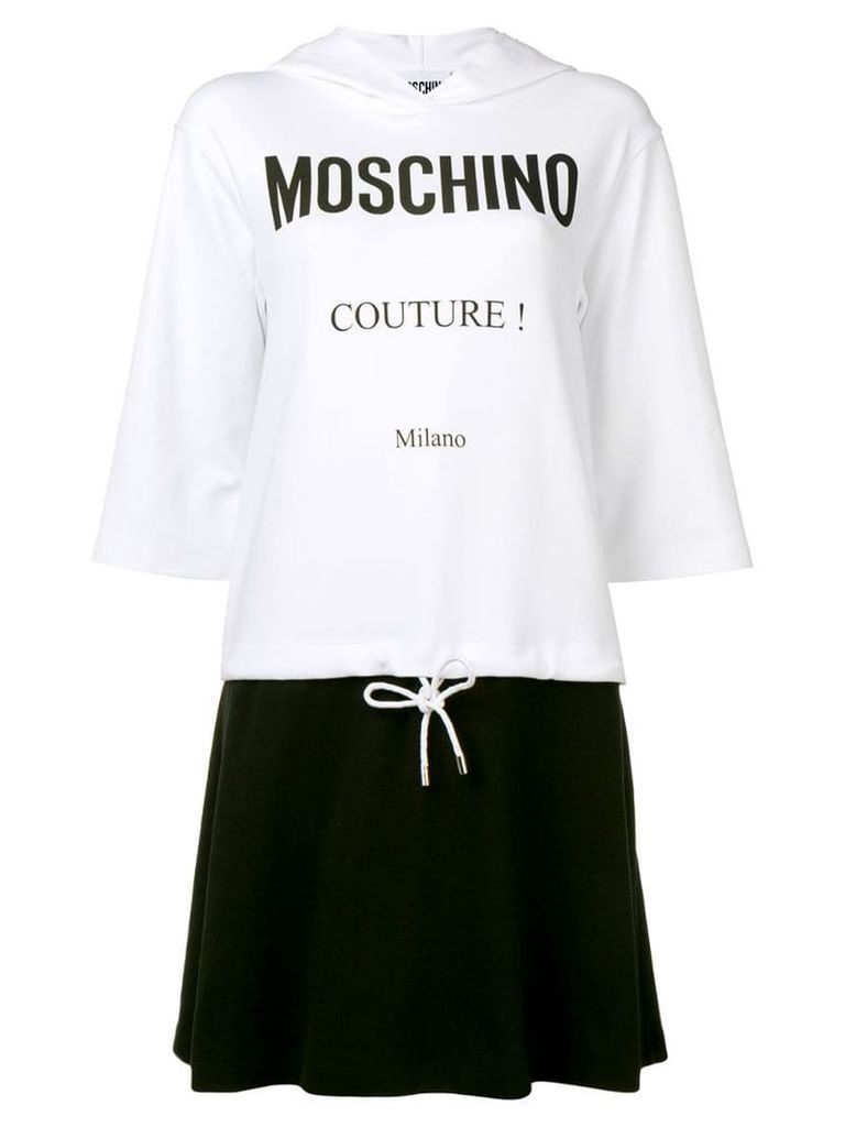 Moschino logo print hooded dress - White