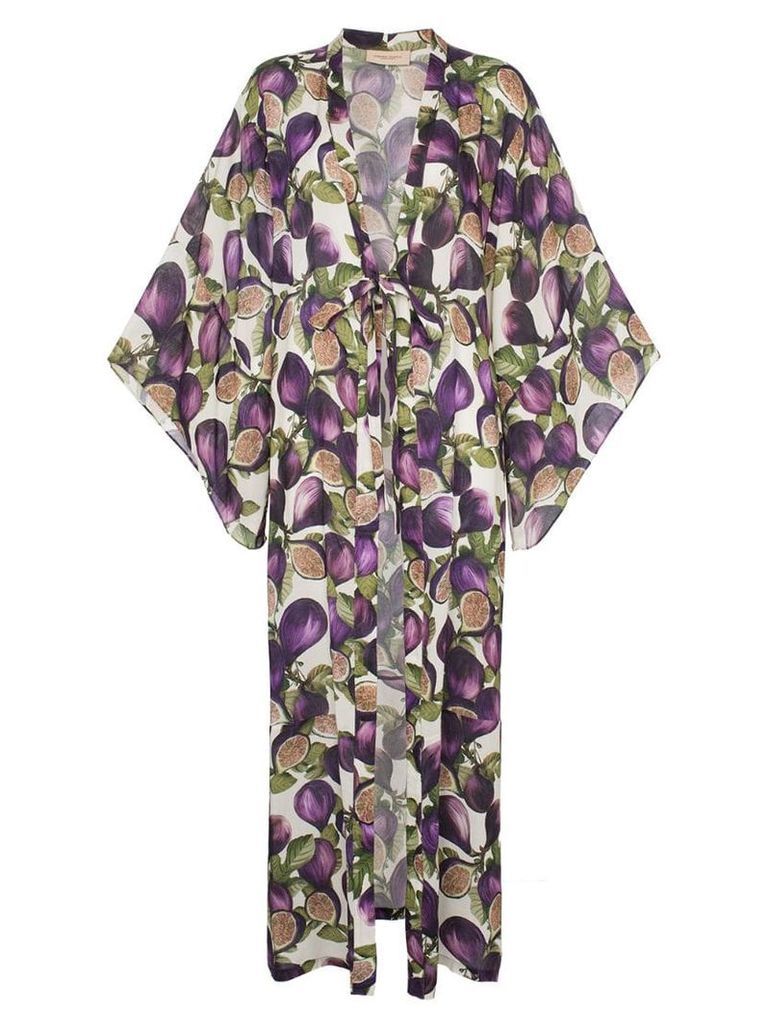 Adriana Degreas fig print satin kimono - Purple