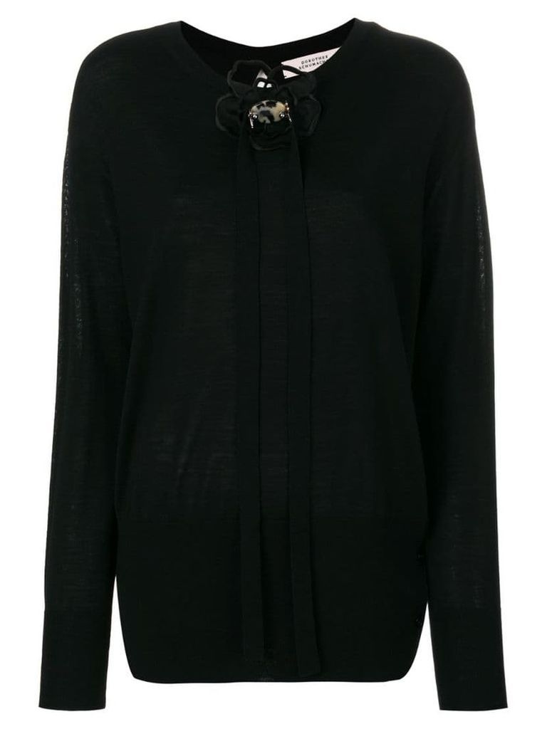 Dorothee Schumacher applique flower longline sweater - Black