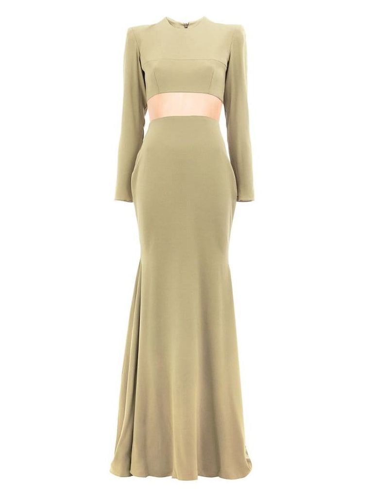 Alex Perry cut-out dramatic train gown - Green
