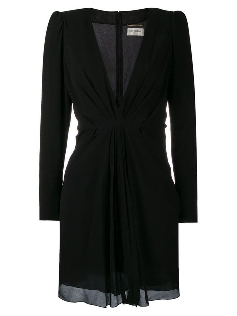 Saint Laurent draped V-neck dress - Black