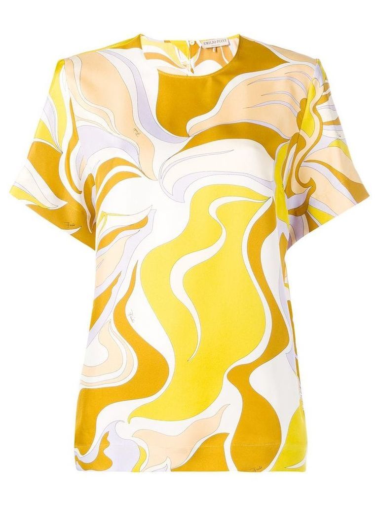 Emilio Pucci Rivera Print Silk T-shirt - Yellow