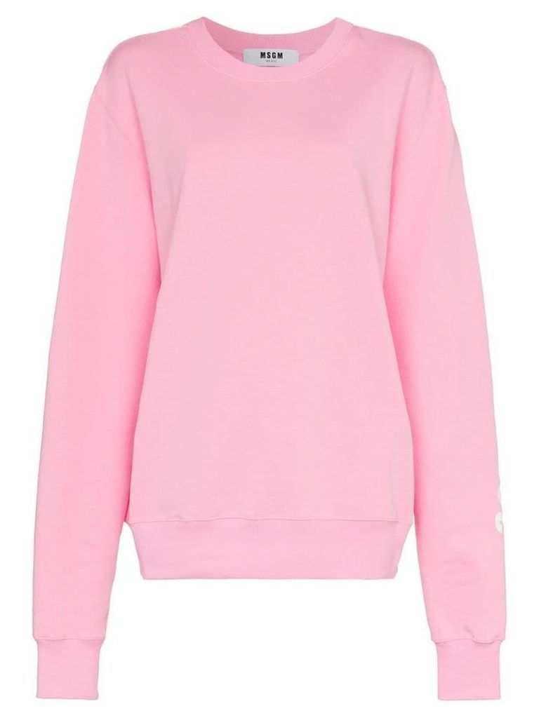 MSGM logo print cotton jumper - Pink