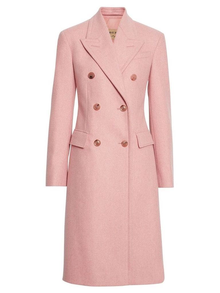 Burberry Double-breasted Wool Tailored Coat - Pink