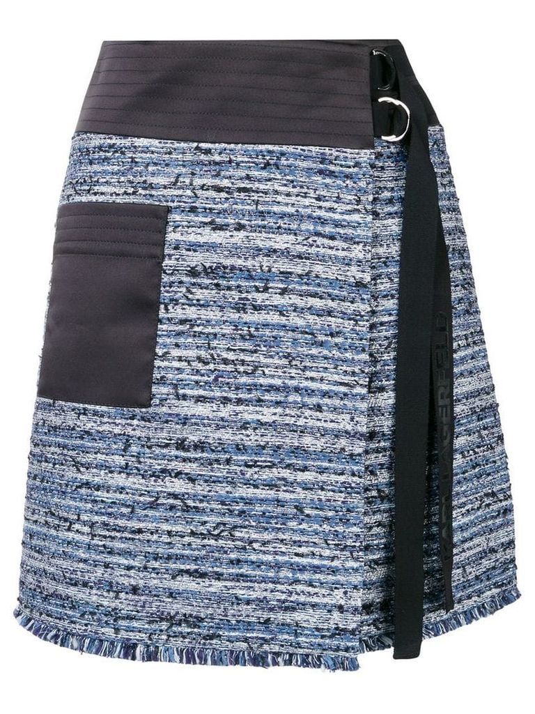 Karl Lagerfeld bouclé wrap skirt - Blue