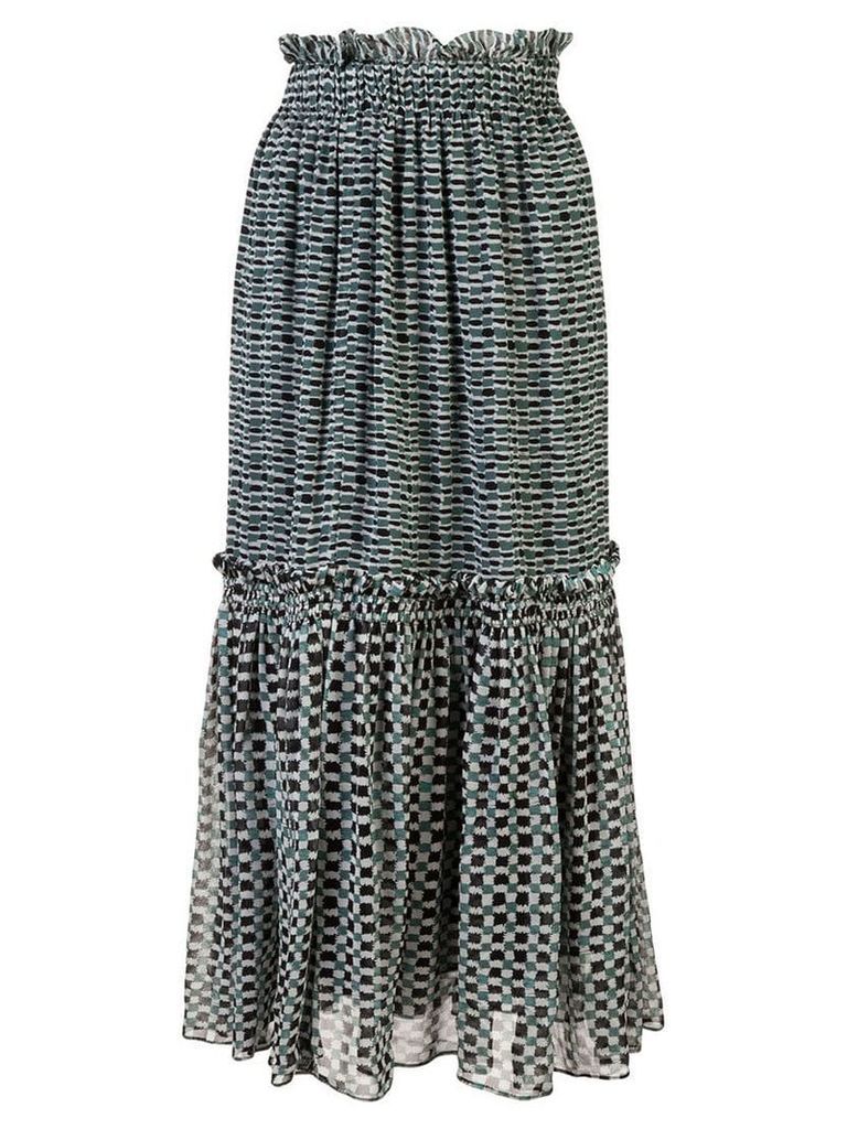 Proenza Schouler Crepe Chiffon Tiered Skirt - Blue