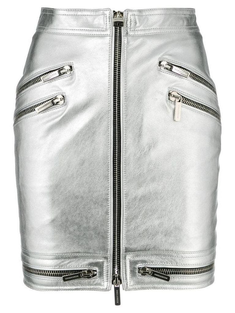 Dsquared2 zip through mini skirt - Silver