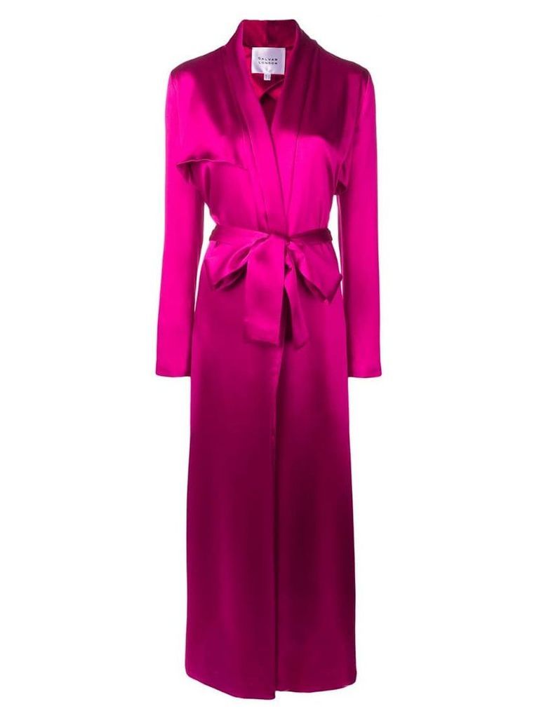 Galvan long belted coat - Pink