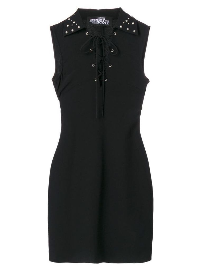 Jeremy Scott lace-up embellished collar dress - Black