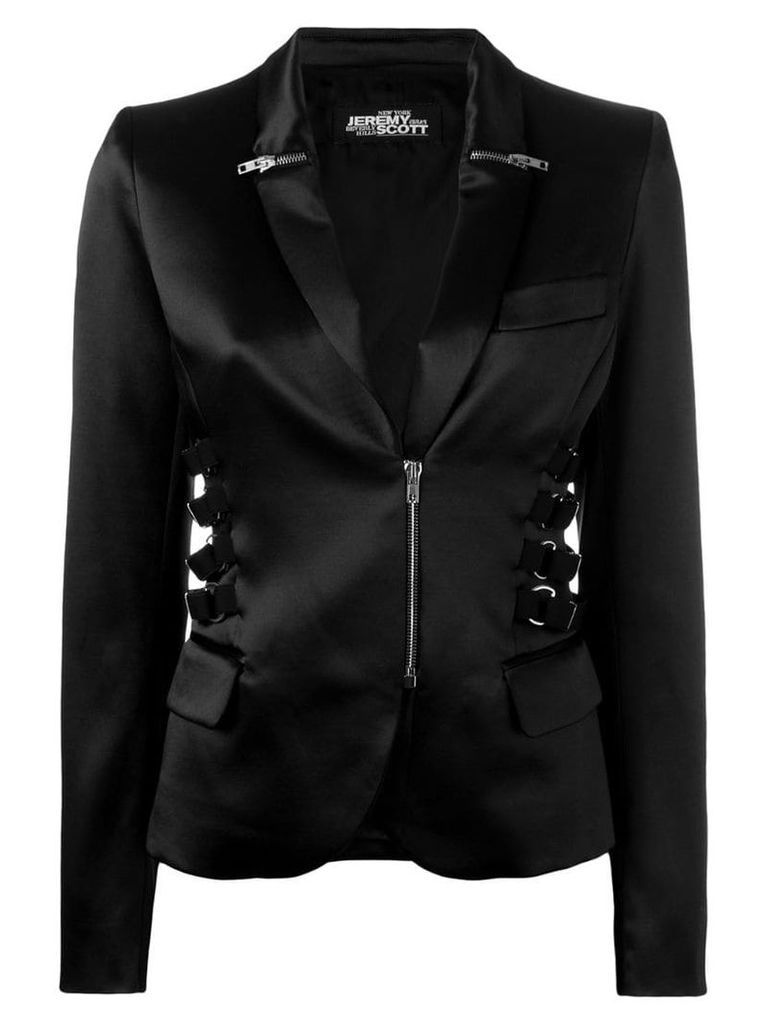 Jeremy Scott zip & strap detail blazer - Black