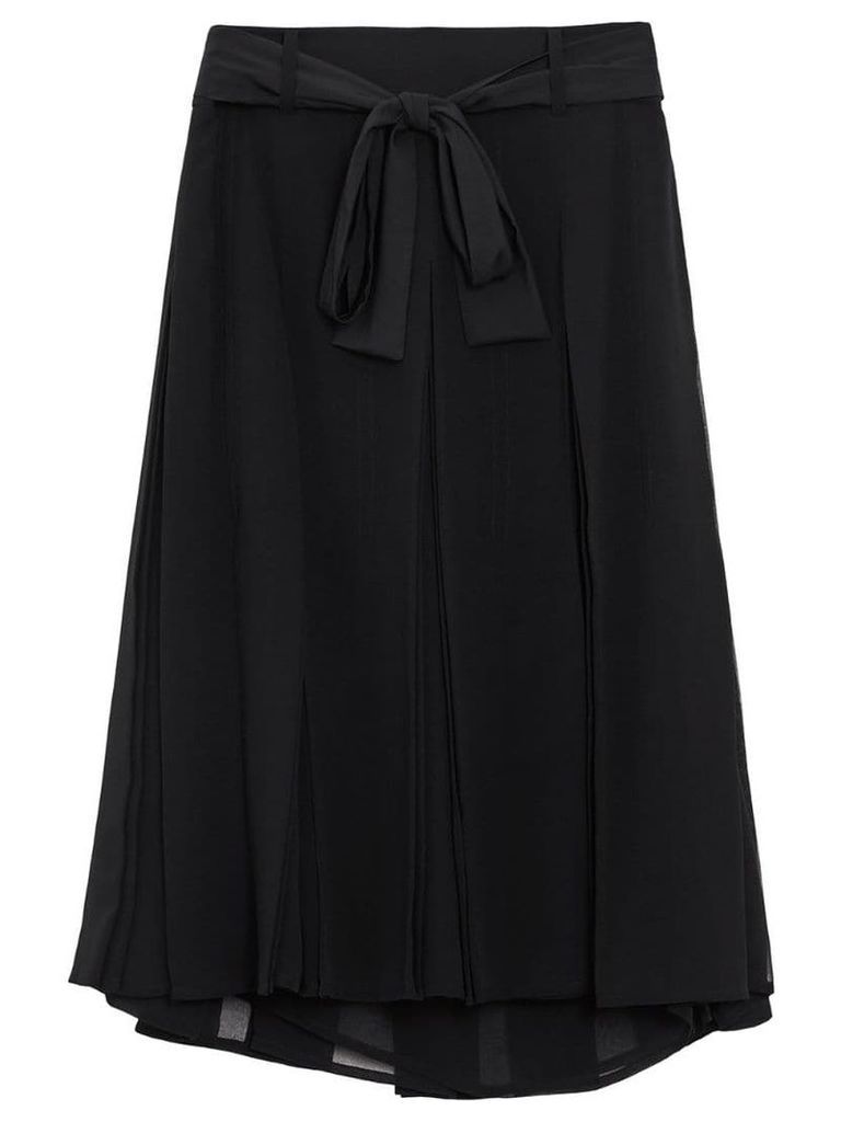 Burberry Tie-waist Pleated Georgette Skirt - Black