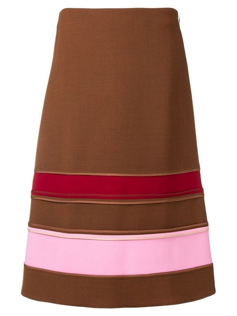 Marni striped A-line skirt - Brown