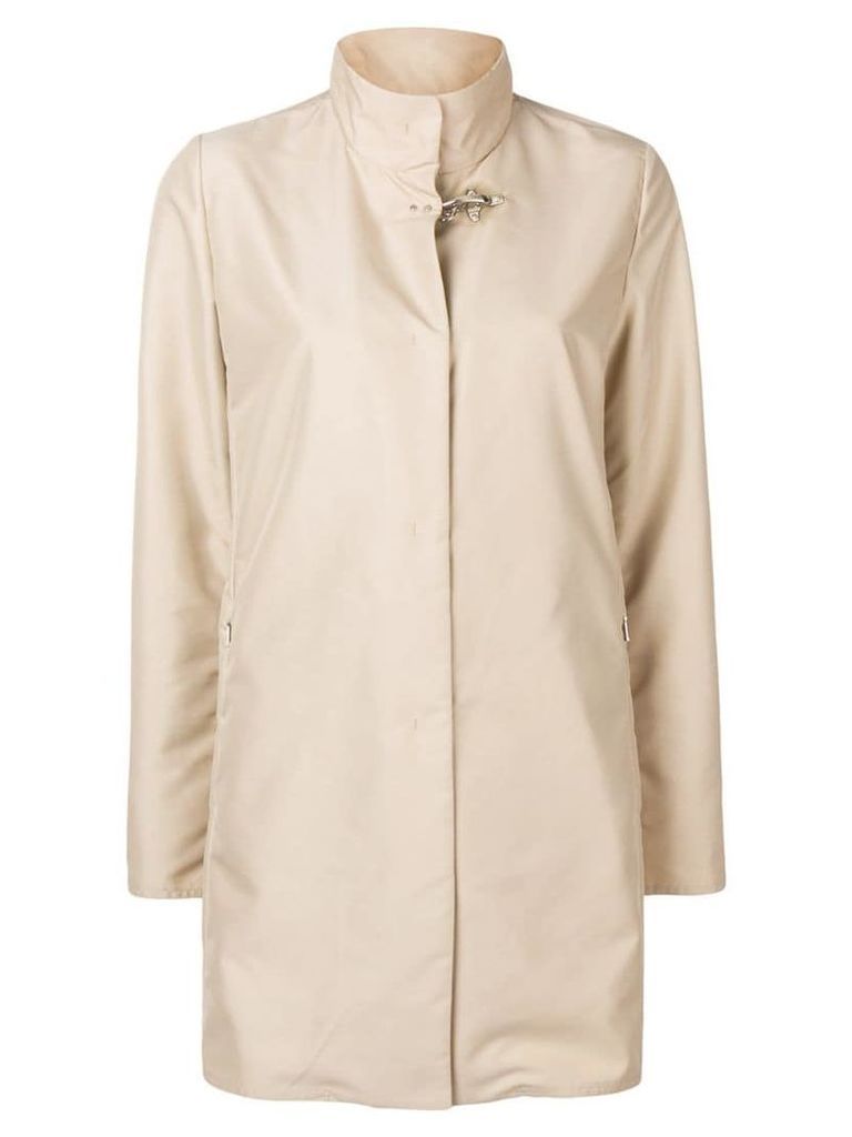 Fay concealed front coat - Neutrals