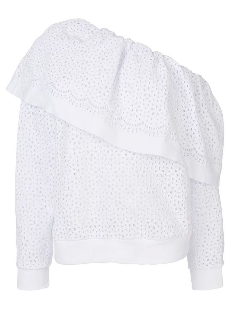 MSGM broderie anglaise one-shoulder blouse - White