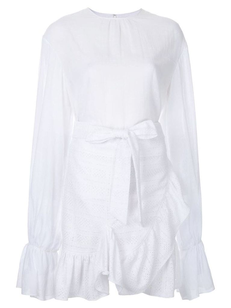Goen.J elongated sleeves ruffled dress - White