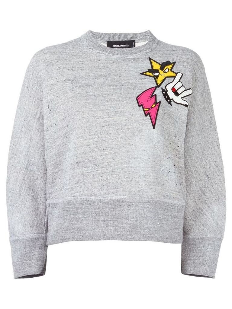 Dsquared2 'Dean' punk patch sweater - Grey