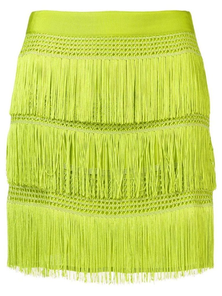 Alberta Ferretti fringed mini skirt - Green