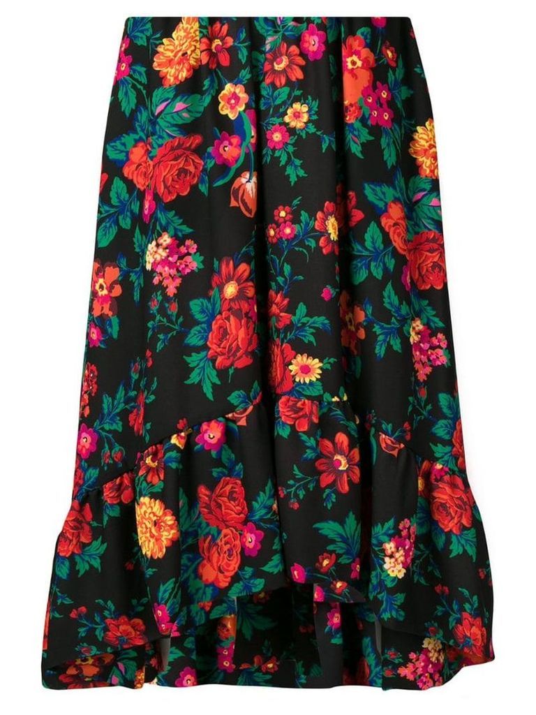 MSGM asymmetric floral print skirt - Black