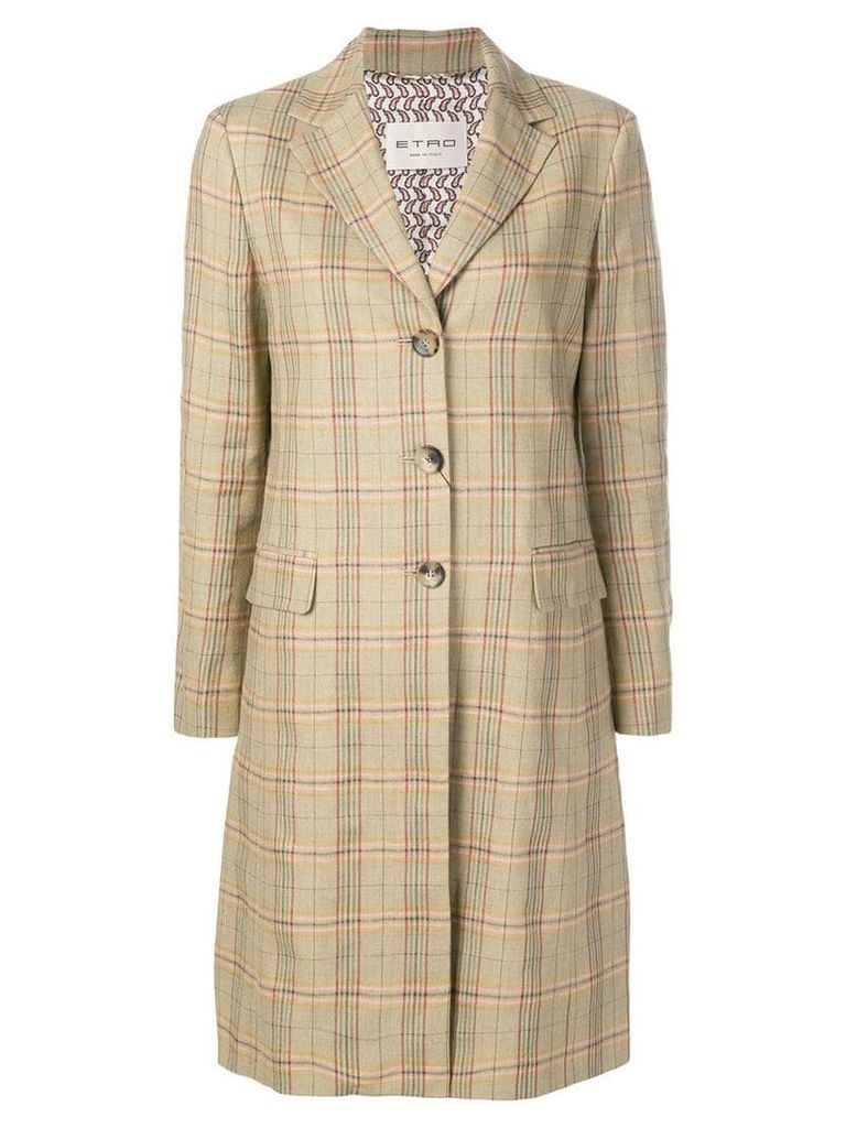 Etro plaid single breasted coat - Brown